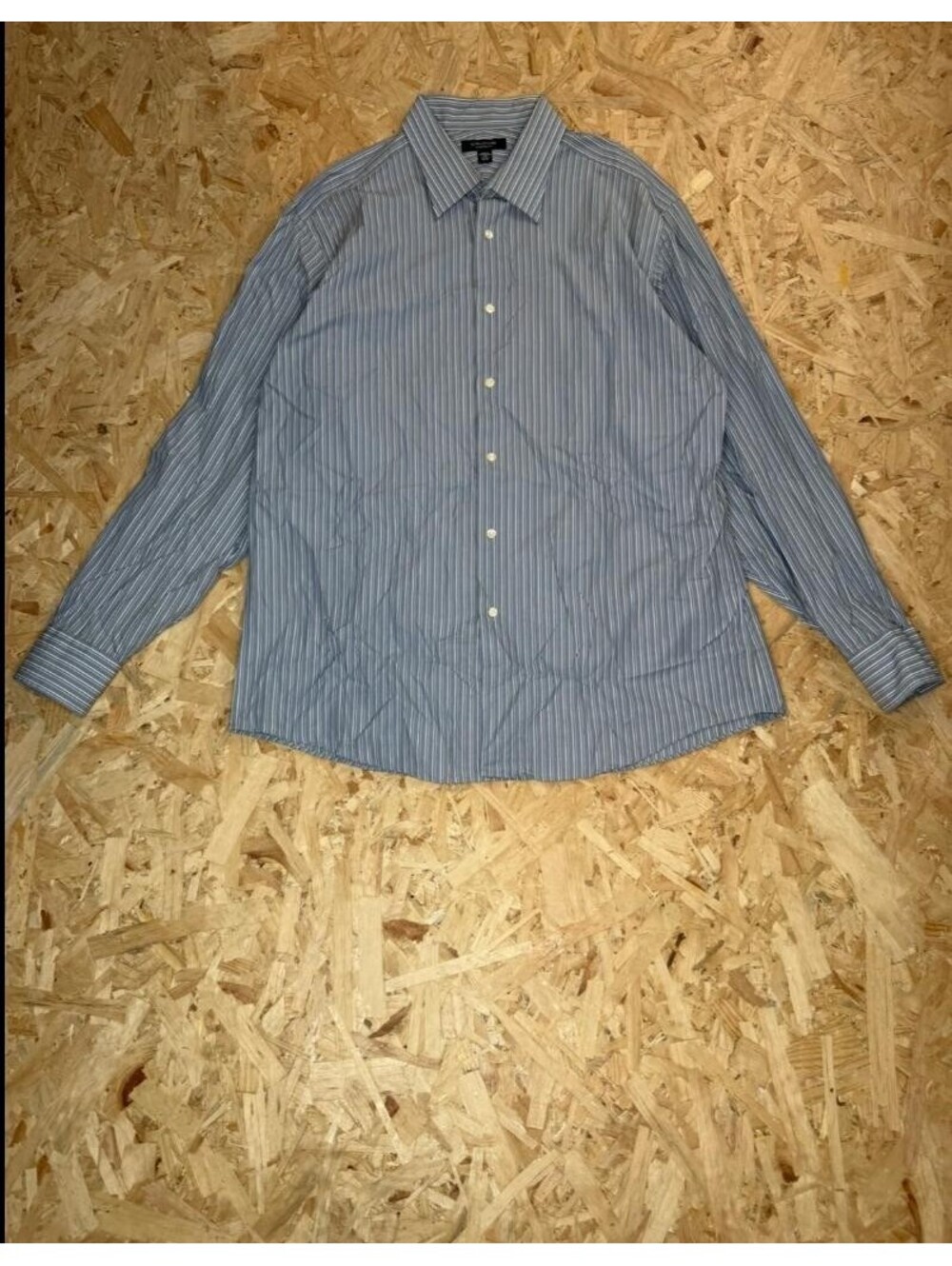 Structure Modern Fit Shirt Mens Large Blue White Striped Long Sleeve Button Up